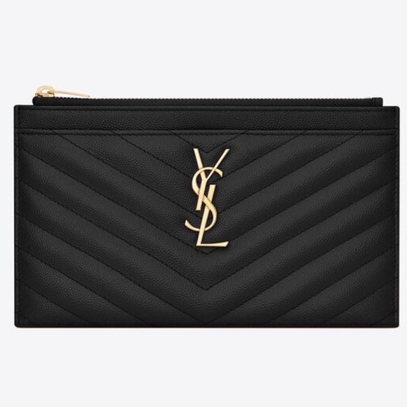 SAINT LAURENT MATELASSÉ ZIPPED BILL POUCH - Picture 1 of 4